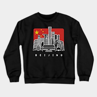 Beijing China Skyline Chinese Flag Crewneck Sweatshirt